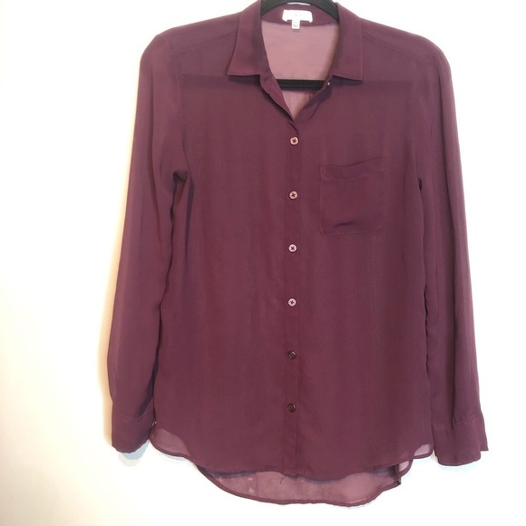 Aritzia Sunday Best Semi Sheer Button Up Shirt, size XXS - Picture 1 of 7
